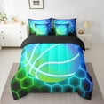 thumbnail image 7 of Manfei Neon Basketball Bed in a Bag Full size, Futuristic Honeycomb Bedding Sets Full Size, Sport Player Reversible Bedding Full Size, Breathable Room Decor, 7 Pieces, 7 of 7