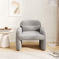 thumbnail image 2 of Gymax Modern Accent Chair Sherpa Fabric Upholstered Armchair w/ Waist Pillow Grey, 2 of 9