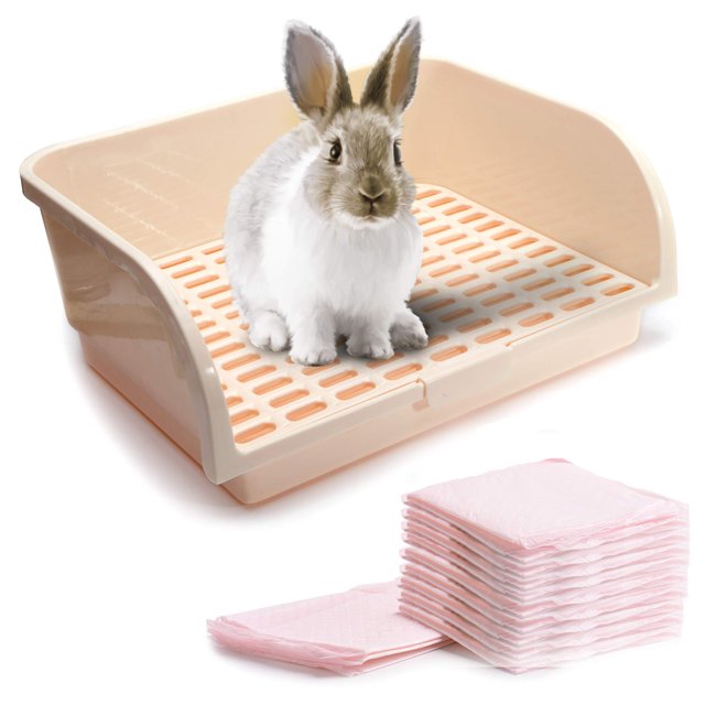 Caja de arena para conejos CALPALMY XL con 10 Almohadillas adicionales