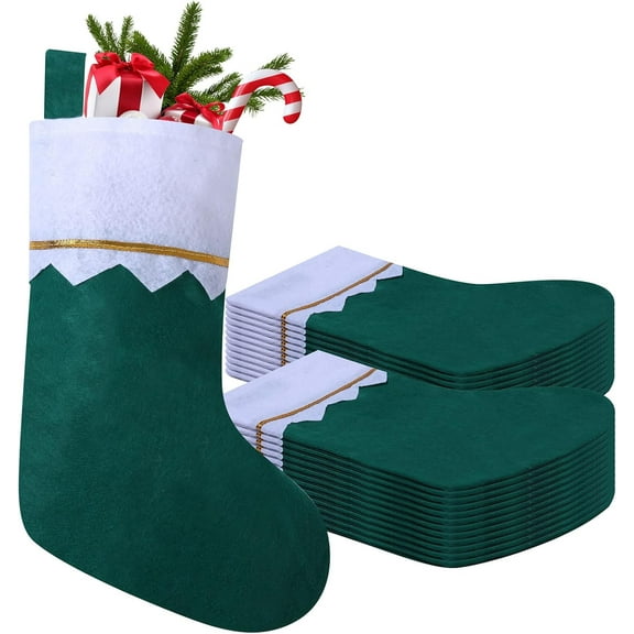 12/24/36/60/120 Pack Red and White Felt Christmas Stockings, 15 Inches Personalized White Cuff with Gold Trim Xmas Stockings, Fireplace Hanging Xmas Tree Decorations for Family Holiday Party Decor