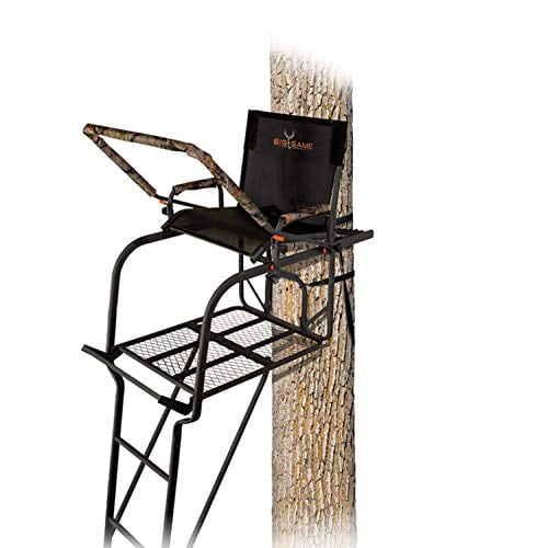 BIG GAME Hunter HD 1.5 Treestand Adjustable Shooting Rail Extra Wide Deep Platform for Wide Stances Flex Tek Comfort Seating 18.6 Tall Black Walmart