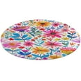 thumbnail image 4 of Floral Colorful Flower Washable Round Rug -Circle Area Rugs for Nursery Bedroom, Vintage Non Slip Non Shedding Low Pile Carpet for Living Room Coffee Table Entryway, 4 of 6