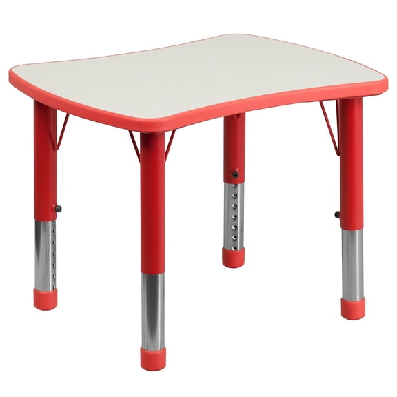 Bowery Hill Plastic Curved RectangularActivity Table in Red/Gray