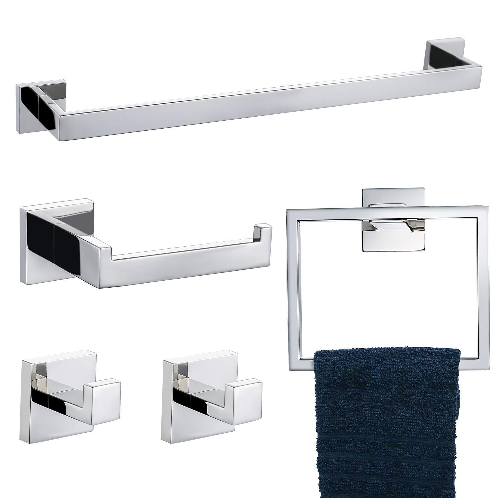 Stainless Steel Chrome 5-Piece Bathroom Hardware Set
