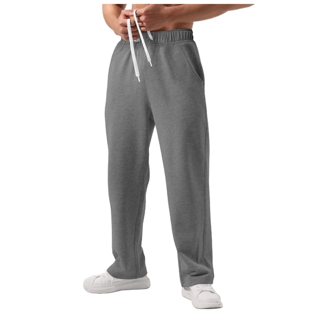Pantalones informales con cordón para hombre: cintura elástica, bolsillos con botón, pierna recta; pantalones de poliéster para actividades al aire libre/entrenamiento
