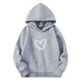 thumbnail image 2 of Eltusu Girls Valentine's Day Hoodies, Heart Graphic Comfy Pullover Loose Fit Long Sleeve Sweatshirts Gray Size 3-4 T, 2 of 4