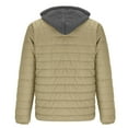 thumbnail image 5 of LEKWK Mens Down Jacket with Hood Puffer Jackets Winter Coat Padded Warm Zip Up Quilted Packable Lightweight Puffy Coats with Pockets Outerwear, Beige XL, 5 of 6