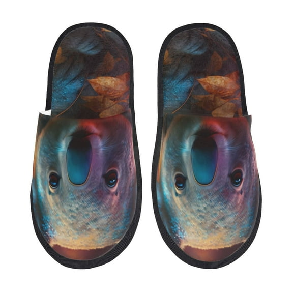 Fuzoiu Forest Koala Print Unisex Furry Slippers,Plush Indoor Shoes,Trendy House Slippers,Anti-Skid EVA Sole House Shoes for Home, Office, and Travel -Medium