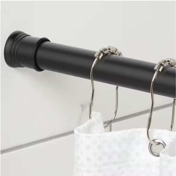 NeverRust Aluminum Adjustable Tension Shower Curtain Rod in Matte Black - 52 in. to 86 in.
