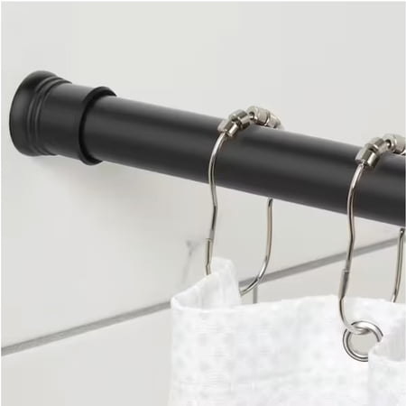 neverrust aluminum adjustable tension shower curtain rod in matte black - 52 in. to 86 in.