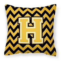 Carolines Treasures CJ1053-HPW1414 Letter H Chevron Black & Gold Fabric Decorative Pillow