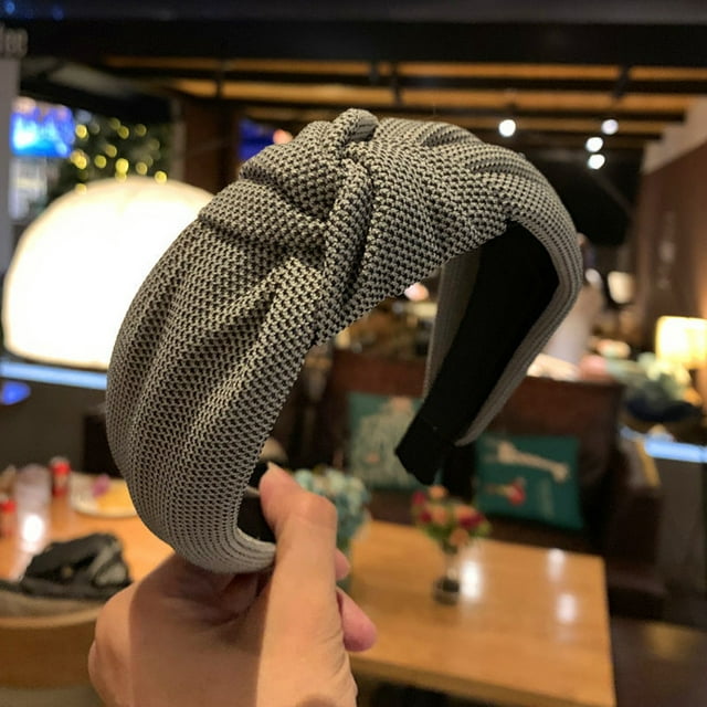 Bandeau Tricoté pour Femmes avec Nœud, Gris