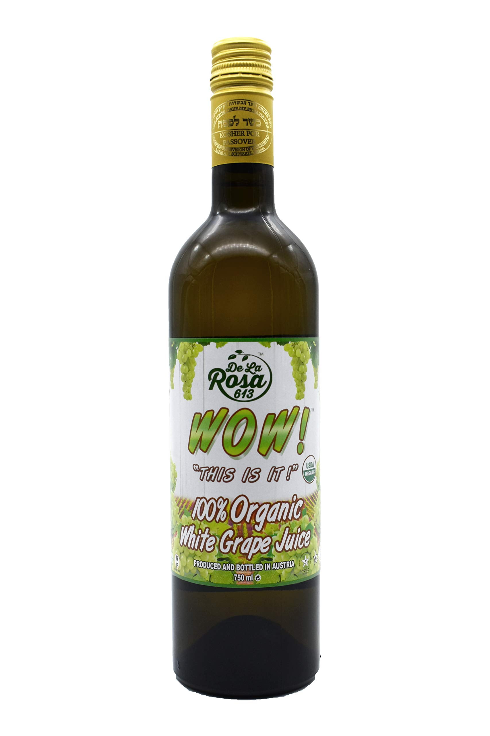 De La Rosa 613 Organic Red & White Grape Juice, No Preservatives or Sulfites, Vegan, Kosher, Non-GMO & Gluten Free, Austrian Red & White Grape Juice 25.4 Oz (Pack of 2)