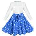thumbnail image 3 of Vestido de Niña Azul Encaje Corazón Botón Perla Elegante Princesa Fiesta Certamen 7 Años, 3 of 13