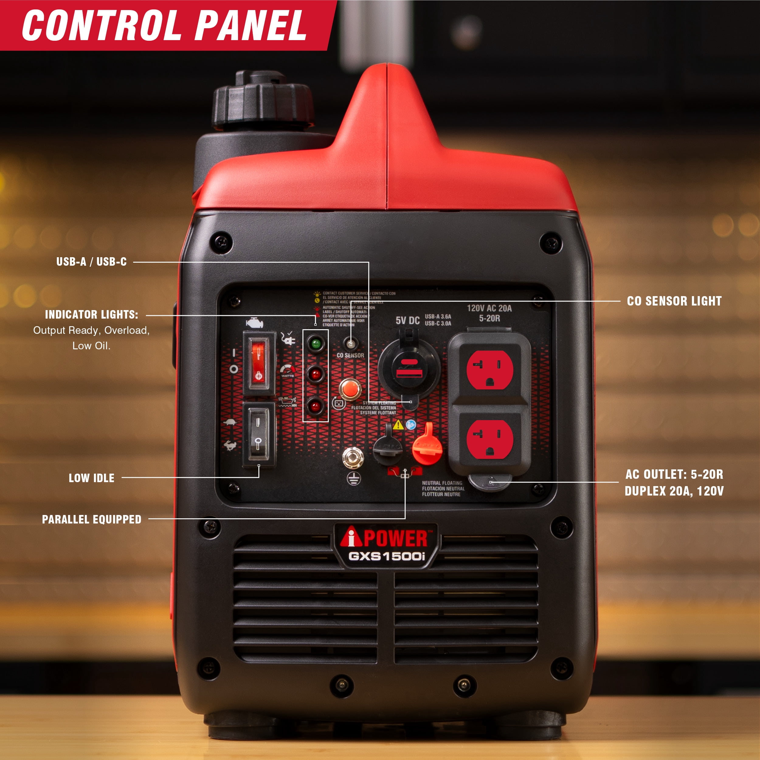 A-iPower 1500-Watt Ultra-Light Gasoline Inverter Generator with 60cc Engine and CO Sensor