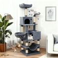 thumbnail image 2 of Gymax 66'' Tall Cat Tree w/2 Condos Sisal Scratching Posts Plush Perch Hammock Basket Dark Gray, 2 of 10