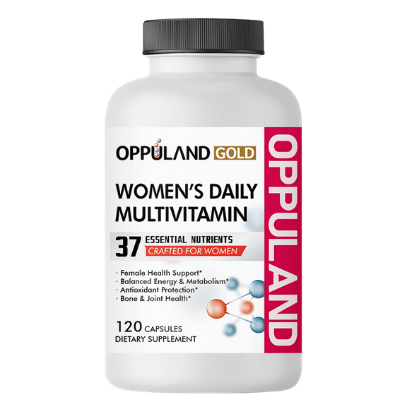 Oppuland Gold Women’s Daily Multivitamin – 120 Capsules – 37 Essential Nutrients with Antioxidants, Energy & Metabolism Support, Bone & Joint Health – Daily Multivitamin Supplement for Women