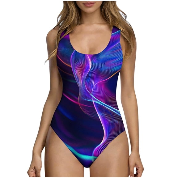 CLOISE One Piece Swimsuits for Women Full Coverage Bathing Suit Gradient Swimwear Backless Vacation Beachwear Multicolor
