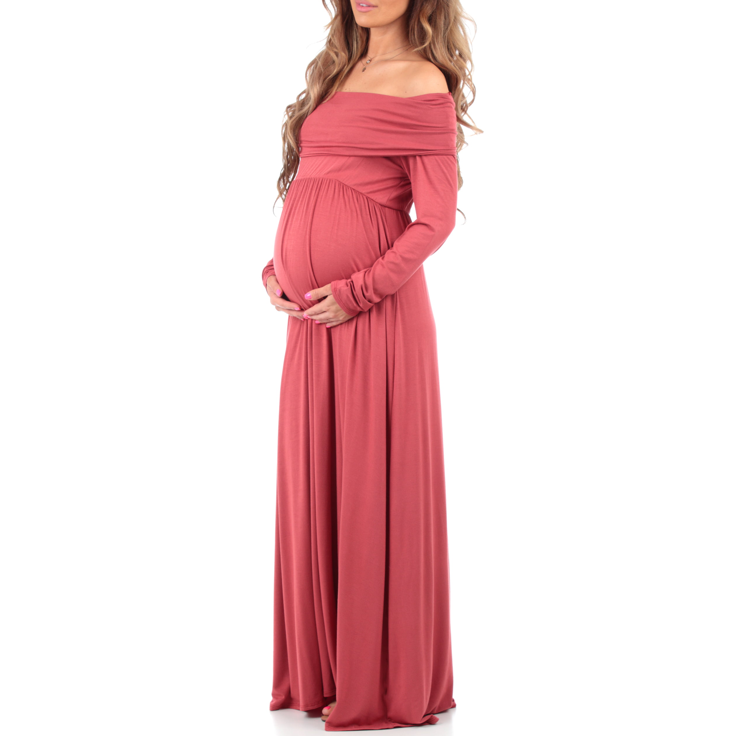 Cowl Neck and Over The Shoulder Maternity Dress 