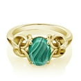 thumbnail image 2 of Gem Stone King 2.50 Ct Oval Green Malachite 18K Yellow Gold Plated Sterling Silver Ring, 2 of 5