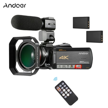 Optical Zoom Face Detection - Andoer AC5 4K UHD 24MP Digital Video Camera Camcorder Recorder DV 3.1 Inch IPS Touchscreen 12X Optical Zoom Time-Lapse Face Detection Anti-shake WiFi Connection