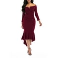 thumbnail image 3 of KISSMODA Wedding Guest Dresses For Women Plus Size Formal Maxi Dress Ruched Hem Cocktail Dresses Long Dress Sexy Cold Shoulder Party Dress, 3 of 7