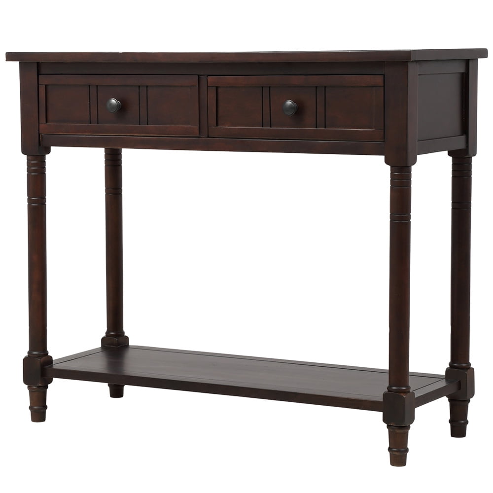 Entry Table with Drawers, SEGMART Wooden Console Table Sofa Table with Storage, Foyer Table Entryway Table with Shelf, Modern Console Table for Living Room Entryway Hallway Foyer Study, Espresso