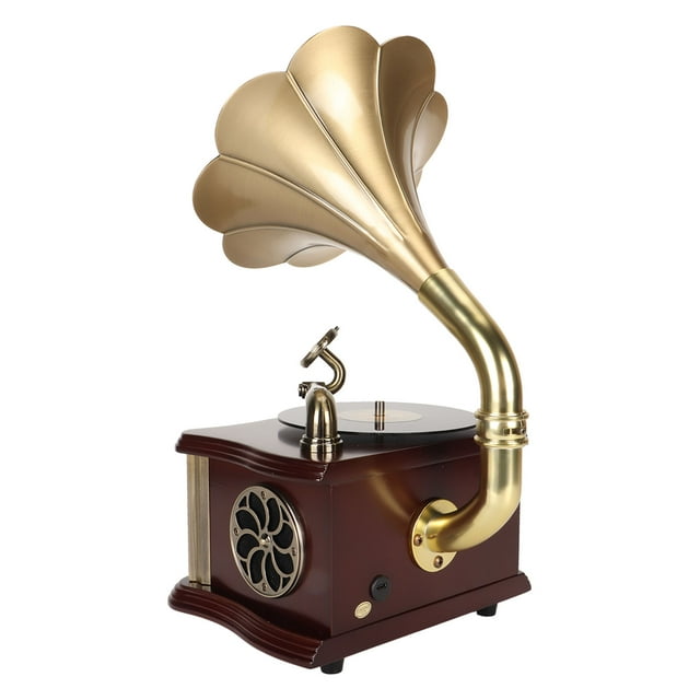 Haut-parleur Gramophone, Haut-Parleurs Doubles Haut-Parleur Rétro de Phonographe Télécommande pour Ordinateur