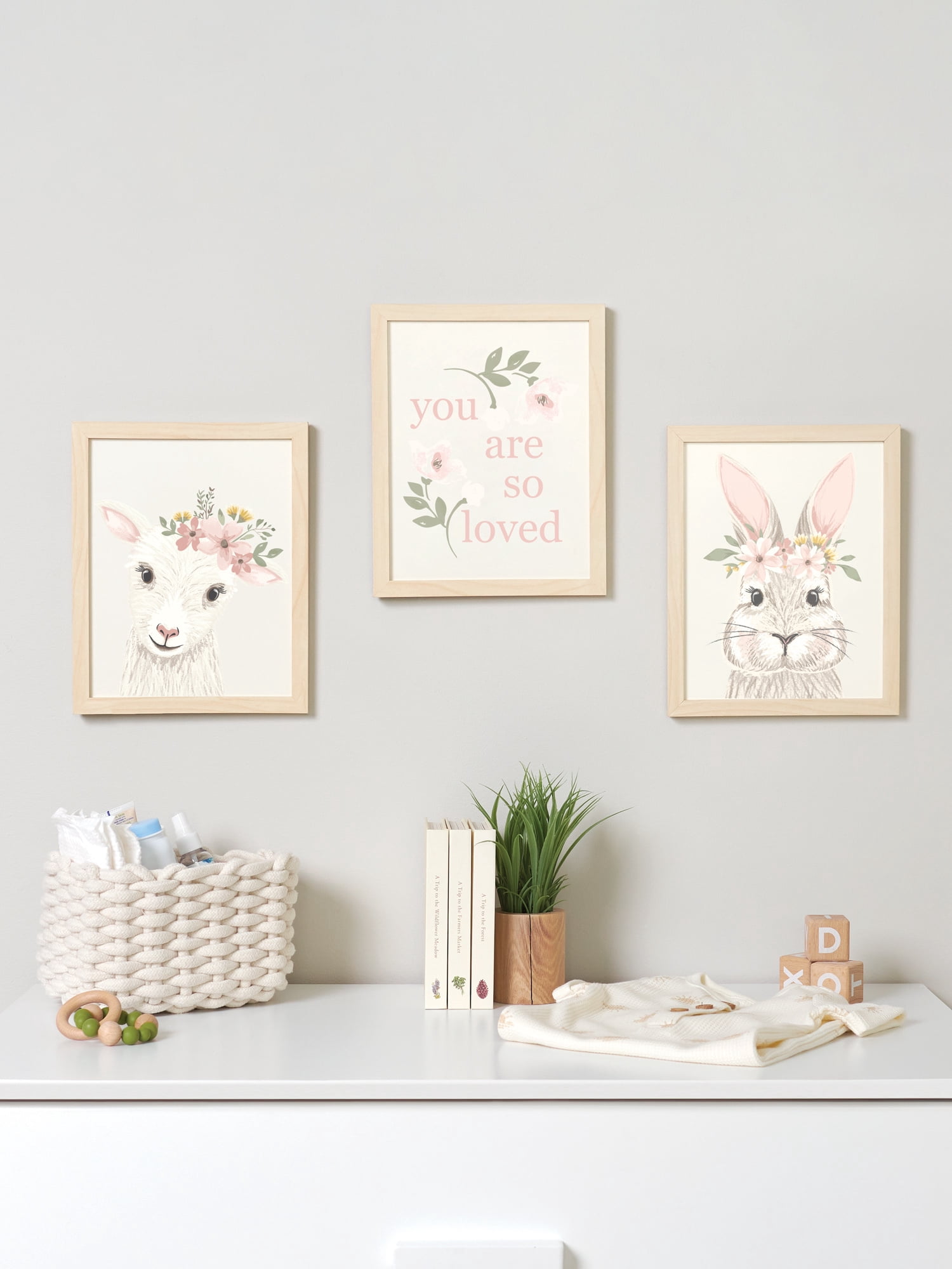 Modern Moments By Gerber Baby Unframed Wall Art, 3 Piece Set, Ivory Floral