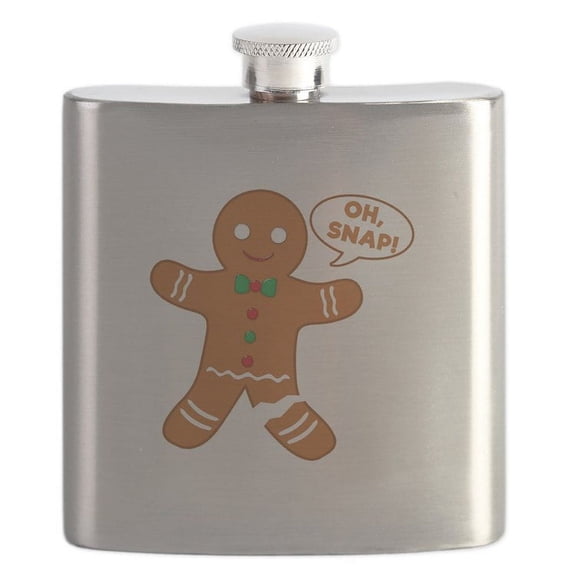CafePress - Oh Snap Gingerbread Man Flask - Stainless Steel Flask, 6oz Drinking Flask