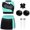 A Blue Green Black, variant on Girls 5Pcs Cheerleading Uniform Shiny Crop Tops Dance Skirt and Pom Pom Headband Socks Set B Red 14