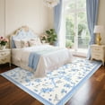 thumbnail image 5 of Garvee 10x13 Area Rug Modern Floral Print Rugs for Living Room, Machine Washable Rug Soft Non Slip Indoor Rug Carpet, Low Pile Ultra Thin Farmhouse Rugs for Bedroom Home Decor, Beige and Blue, 5 of 7