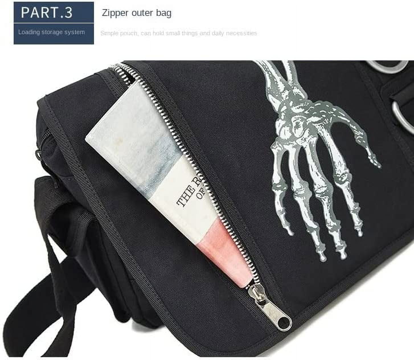 Goth Purse Grunge Skull Messenger Bag Y2K Backpack Gothic