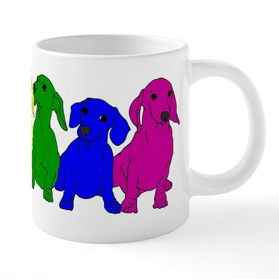 CafePress - Rainbow Dachshunds - 20 Oz White Ceramic Mega Mug