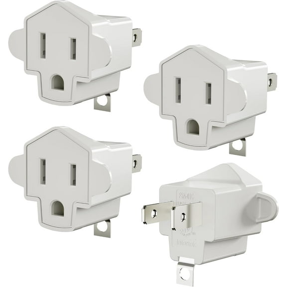 2 Prong to 3 Prong Outlet Adapter, ETL Listed 3-2 Prong Adapter Fire-Retardant (392℉) PBT Material, Heavy Duty Wall Plug Adapter for Old Homes, Travel to Japan, and Industrial Use (4 Pack)