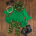 thumbnail image 3 of LMTODLFG Baby Boy Clothes Toddler Kids Baby Girls St.Patrick's Day Tops Plaid Pants Scarf 3PCS Outits Set Baby Clothes Boy Green 5-6 Years, 3 of 9