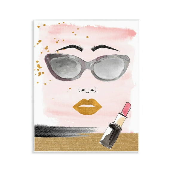 Stupell Industries Lipstick & Glam Face Novelty Painting Unframed Art Print Wall Art, 11 x 14