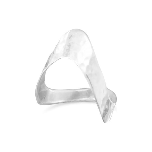 Wave Hammered Ring Sterling Silver with V Design
