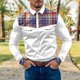 thumbnail image 4 of Camisas s Para Hombre Slim Fit Camisa de manga larga con botón de solapa y bloque de color a cuadros informal a la para hombre (White, L), 4 of 5
