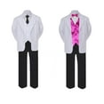 thumbnail image 2 of 5-7pc Formal Black White Suit Set Hot Pink Bow Long Tie Vest Boy Baby Sm-20 Teen, 2 of 3