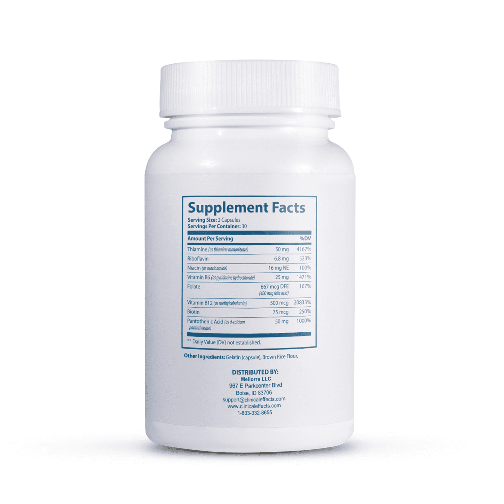 Clinical Effects Vitamin B Complex for Cognitive,  Energy and Mood Support - 60 Capsules - Made in The USA