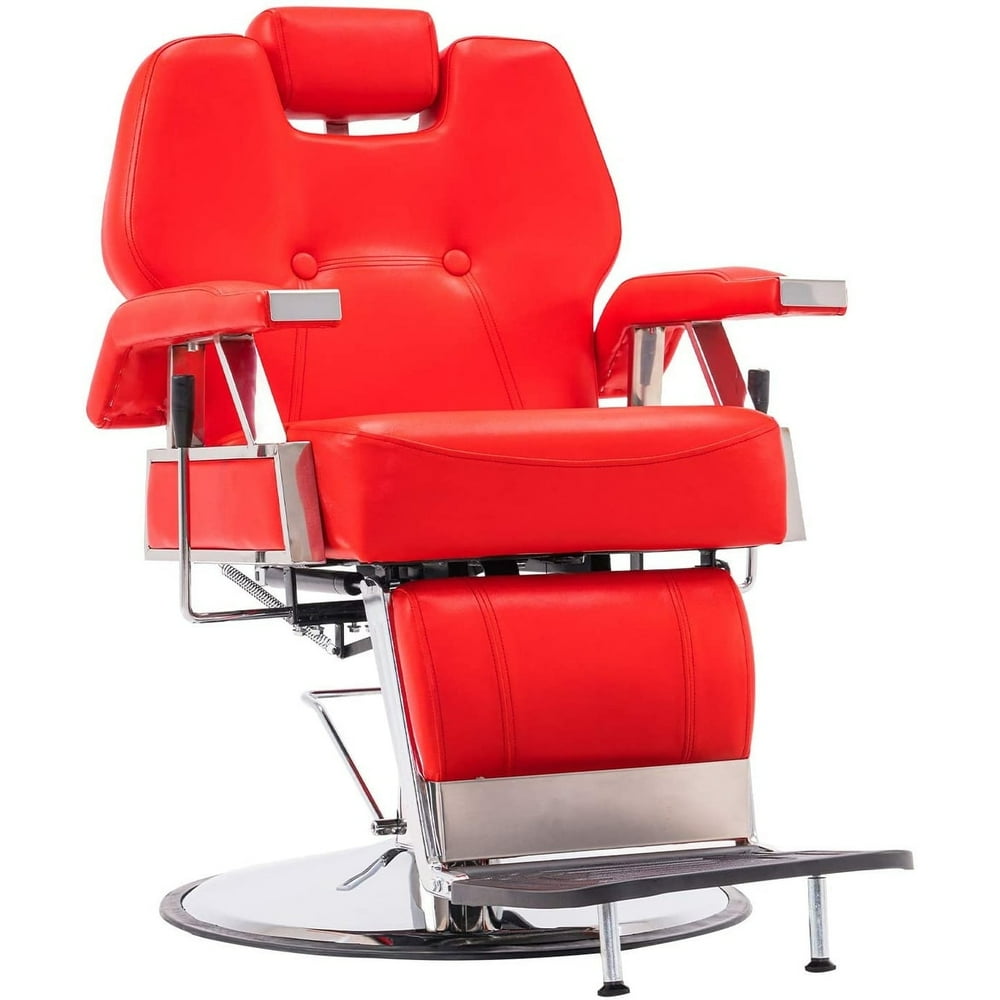 BarberPub All Purpose Hydraulic Recline Barber Chair Red