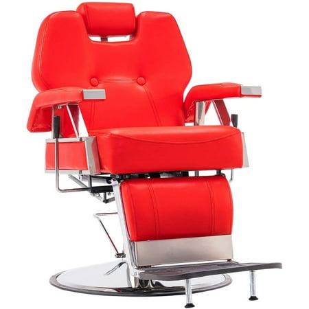 BarberPub All Purpose Hydraulic Recline Barber Chair, Red