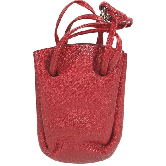 Pre-Owned HERMES Vespa pouch, small accessory case, mini bag, drawstring leather, women's, red