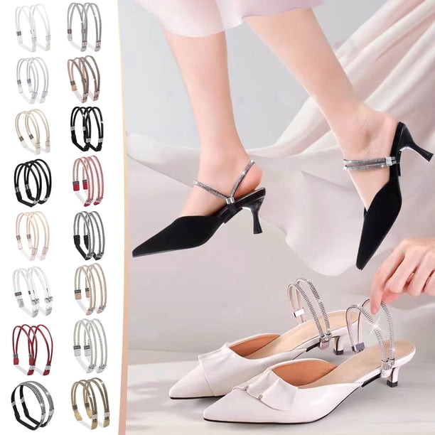 Xihbxyly Dia Del Primer Ministro Correas Elásticas para Zapatos de Tacones Altos, Correas de Tobillo de Repuesto para Tacones, Correas Elásticas de Tobillo para Zapatos de Diamantes de Imitación, Cor