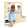 thumbnail image 1 of Patiojoy Ensemble Chevalet d'Art pour Enfants & Table & Banc Centre d'Art Multifonction Bureau avec Grand Rangement Chevalet Réglable Double Face Rouleau de Papier Remplaçable Café, 1 of 9