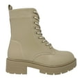 thumbnail image 2 of New Women's Lug Sole Platform Combat Ankle Bootie Lace up Side Zipper Bootie, 2 of 5