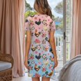 thumbnail image 3 of FKELYI Summer Nightgowns Women's Sleepwear Dress Button Down Pajama Dress Retro Floral Rooster Print Soft Comfy Crew Neck Sleep Dress Skin-Friendly House Dress for Lounging, XL, 3 of 6