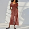 thumbnail image 3 of Combinaison pour Femmes, Col Carré Manches Courtes Imprimé Jambes Larges Tenue Décontractée d'Été, Noir TG, 3 of 7
