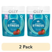 (2 pack) OLLY Goodbye Stress Gummy, Travel Size, GABA, L-Theanine, Lemon Balm, Chamomile, Berry, 10 Ct